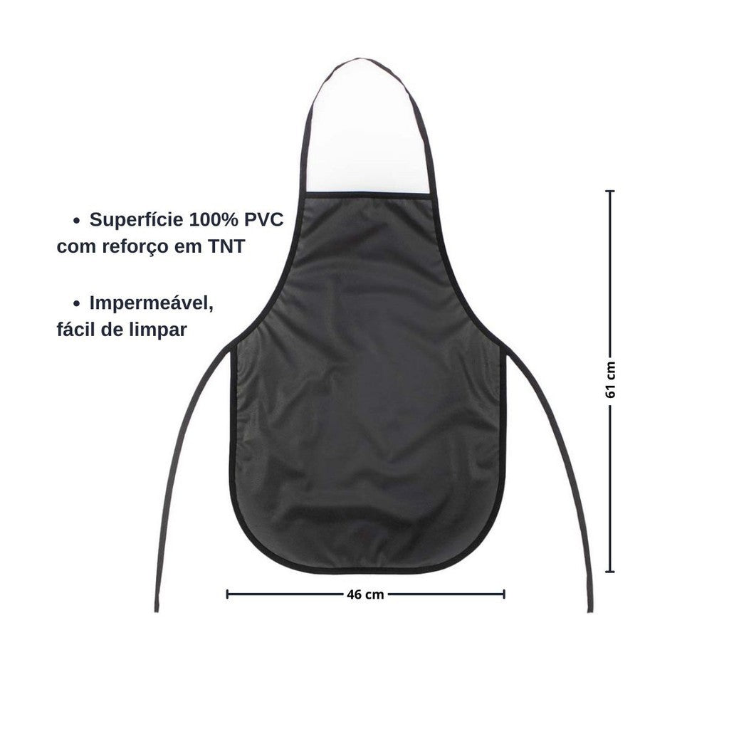 Kit 15 Unidades Avental de Cozinha e Lavanderia Impermeável Preto Liso Uniforme