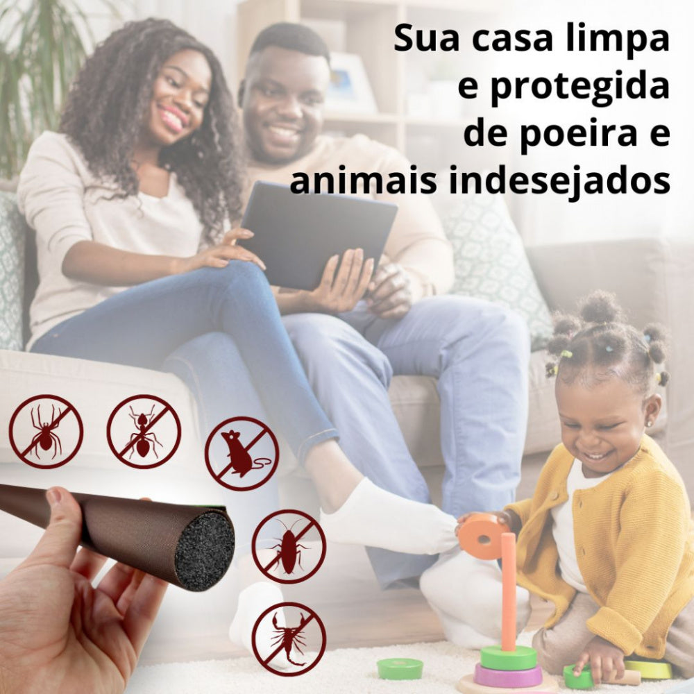 Veda Porta Adesivo Impermeável Ajustável 80 cm - Marrom