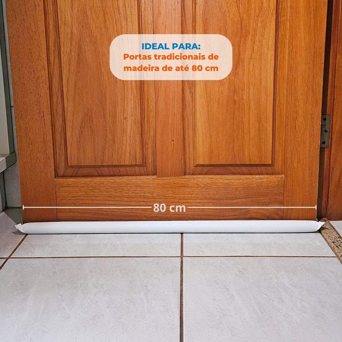 Protetor Rolinho Veda Porta Tradicional Impermeável Branco Ideal Portas Tradicional Madeira até 80cm