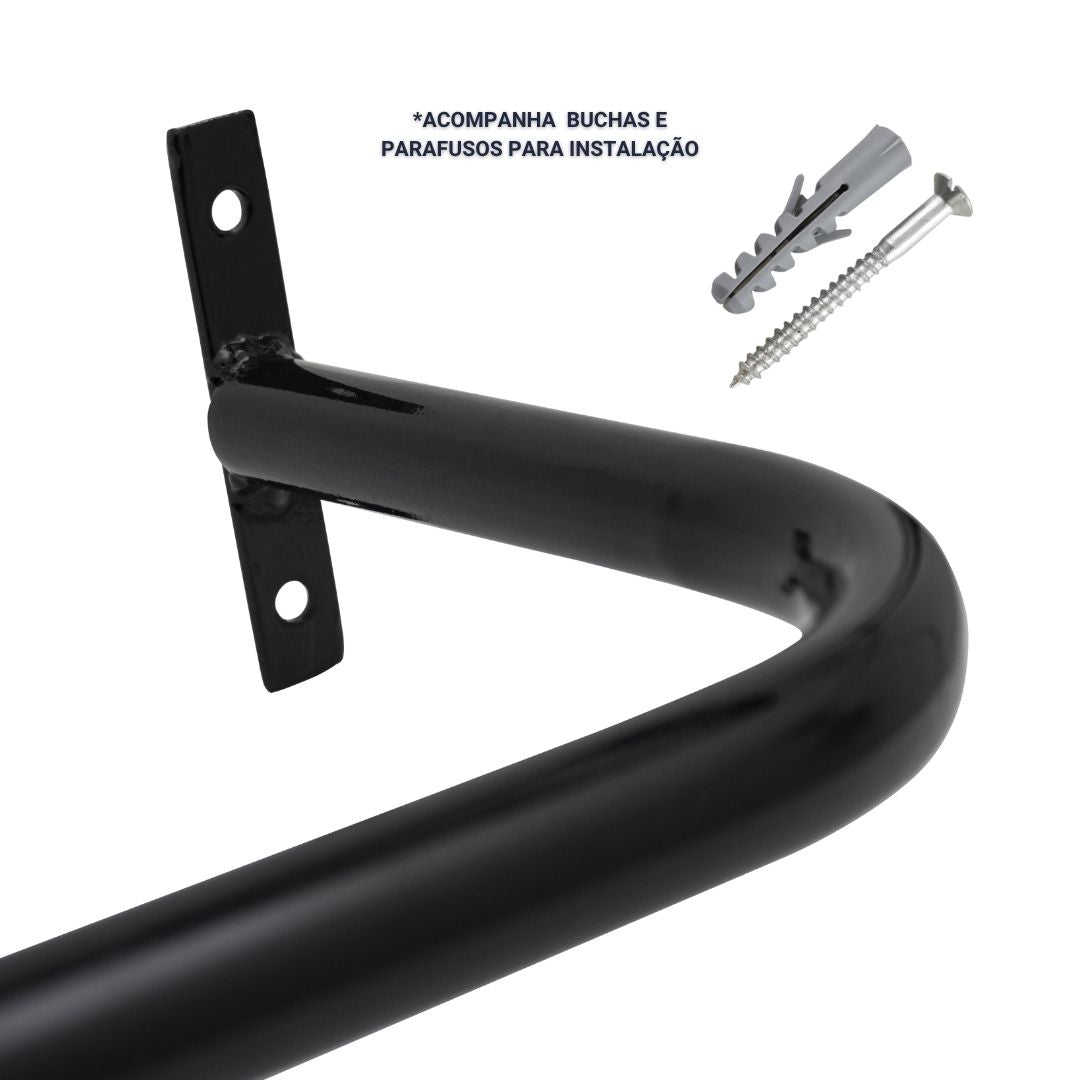 Arara de Parede para Closet ou Loja Kit 6un - 1,2m em Aço Carbono Reforçado