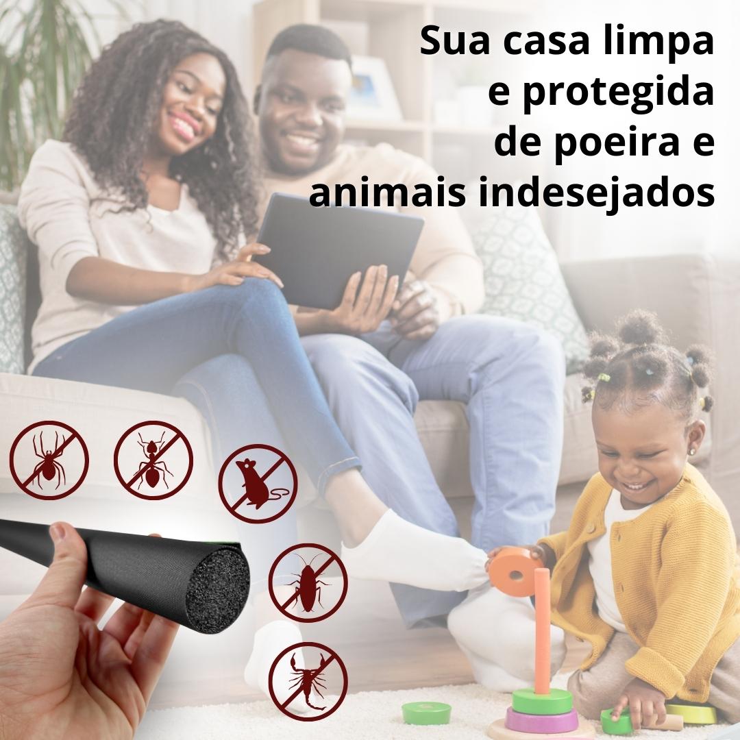 Veda Porta Adesivo Rodo de Porta Impermeável Ajustável 130 cm Preto