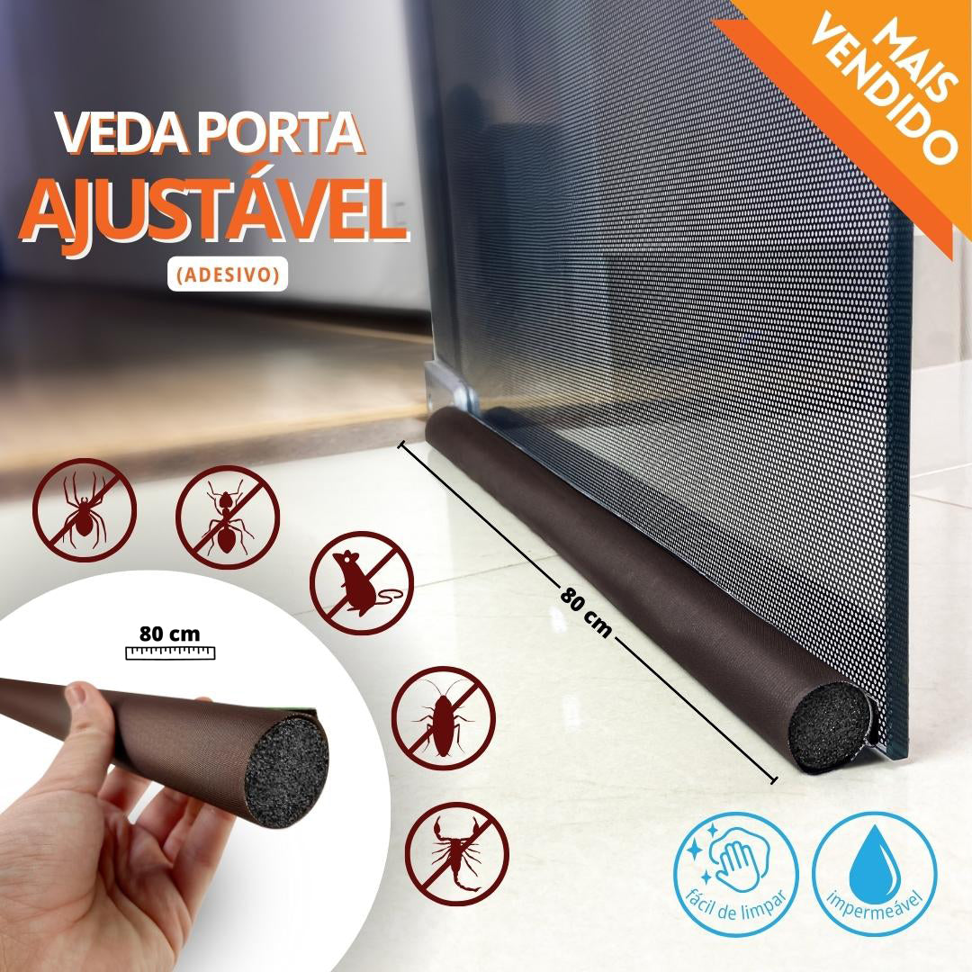 Veda Porta Adesivo Impermeável Ajustável 130 cm Marrom