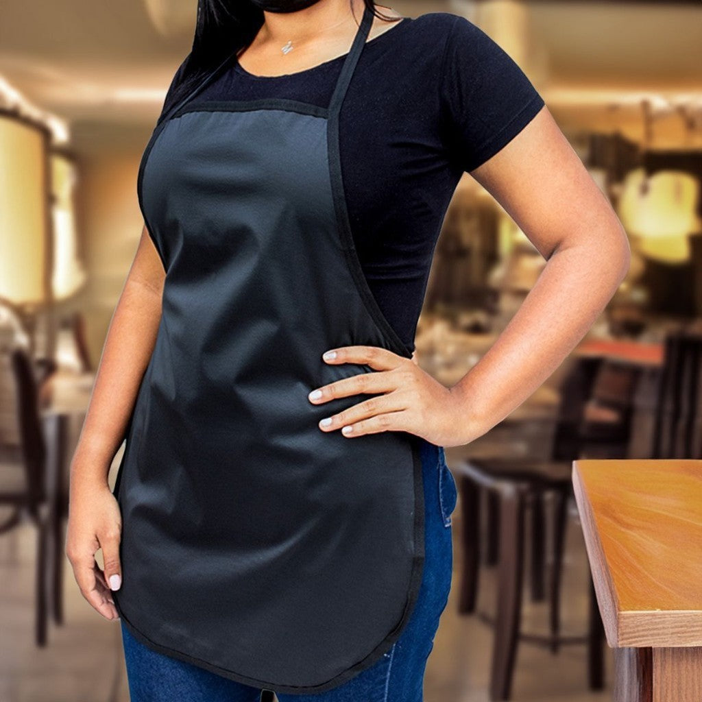 Kit 15 Unidades Avental de Cozinha e Lavanderia Impermeável Preto Liso Uniforme