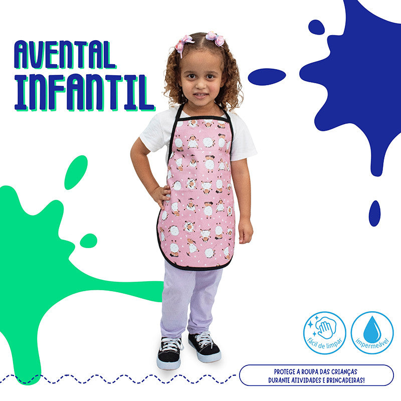 Avental infantil Impermeável Escolar para Pintura e Atividades