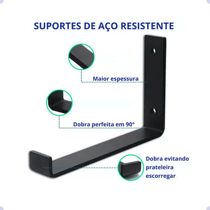 Mão Francesa Invertida Kit 6 Unidades de 20 CM - Acompanha Buchas e Parafusos