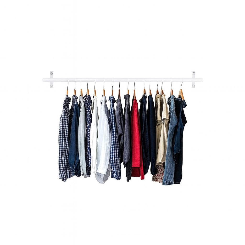 Arara de Parede para Closet ou Loja Kit 2un - 1m/Aço Carbono Reforçado - Branco