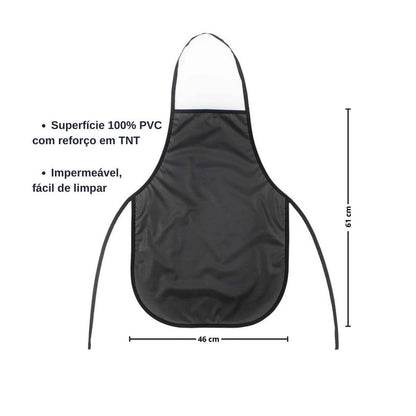 Kit 15 Unidades Avental de Cozinha e Lavanderia Impermeável Preto Liso Uniforme