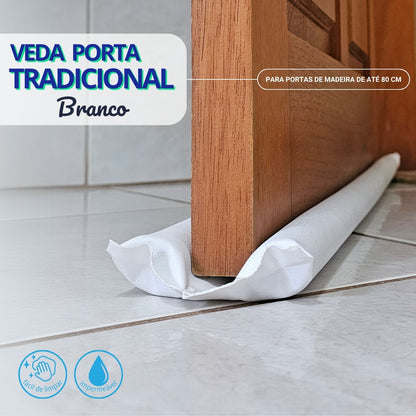 Protetor Rolinho Veda Porta Tradicional Impermeável Branco Ideal Portas Tradicional Madeira até 80cm