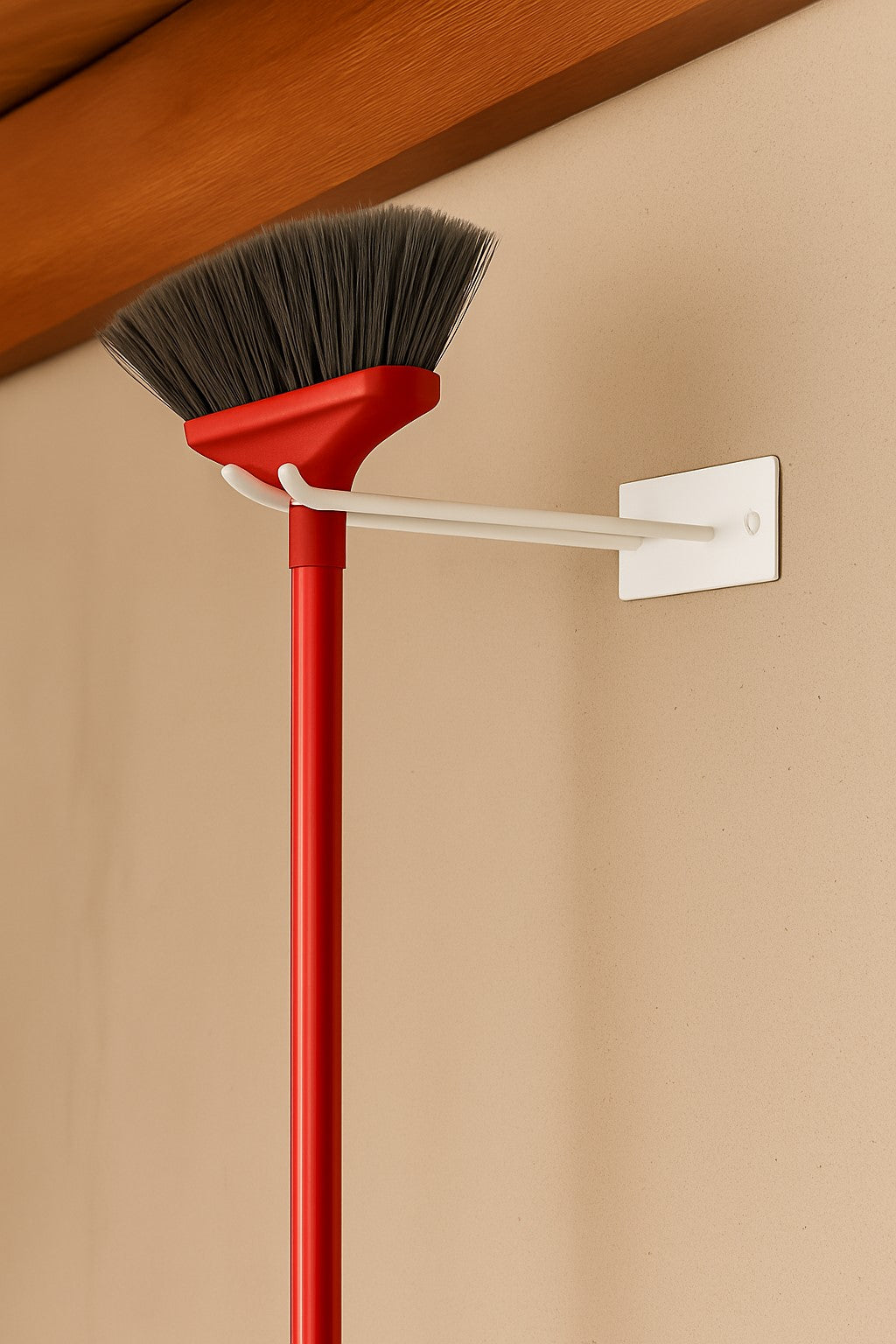 Suporte duplo de Vassoura|Rodinho de parede de ferro-Branco