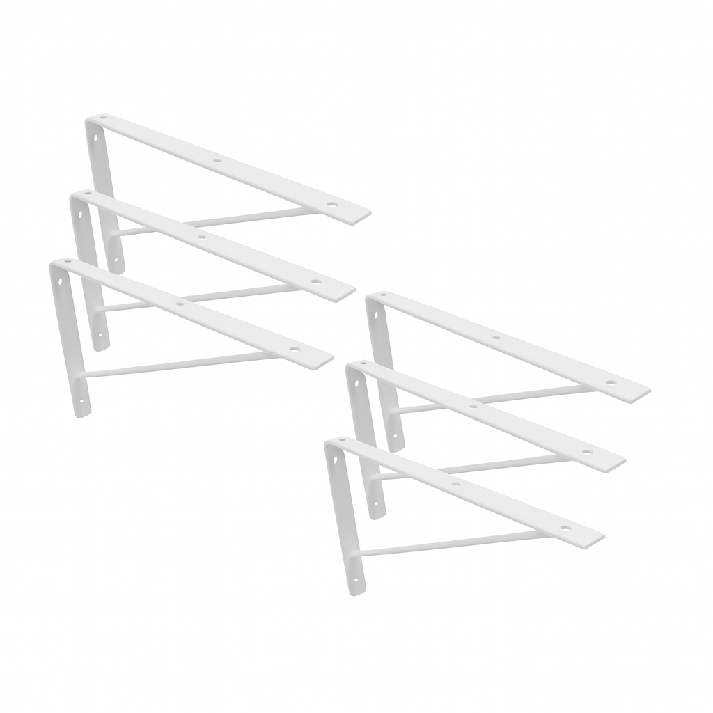 Mão Francesa Kit 6 Unidades 30 CM - Acompanha Buchas e Parafusos - Branco