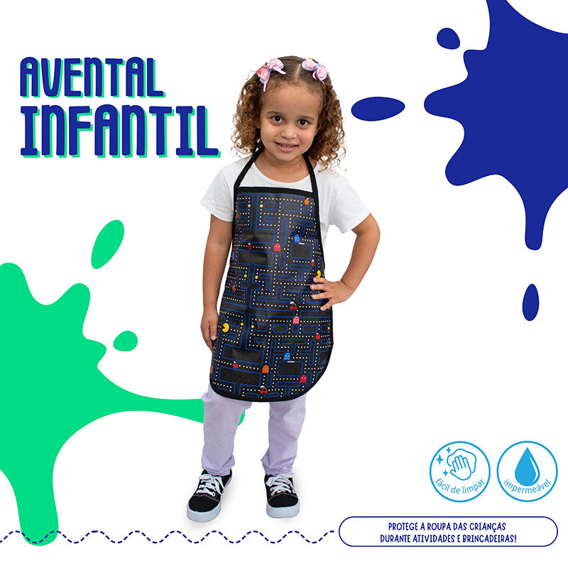 Avental infantil Impermeável Escolar para Pintura e Atividades
