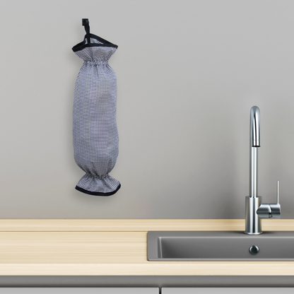 Puxa Saco Cozinha Lavanderia Tecido Oxford Dispenser Organizador de Sacolas Xadrez