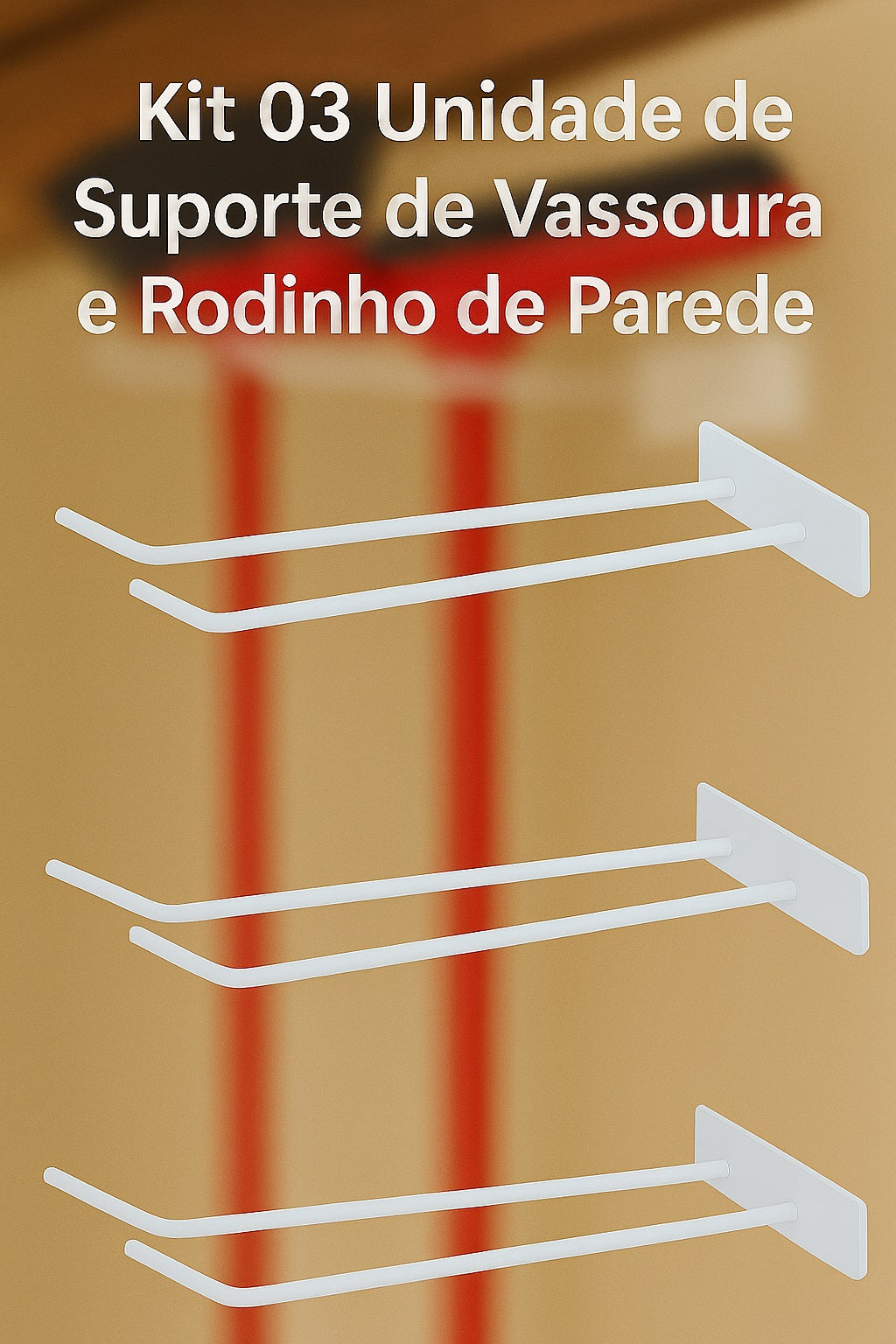 Ki 03 Suporte de Vassoura|Rodinho de parede de ferro-Branco