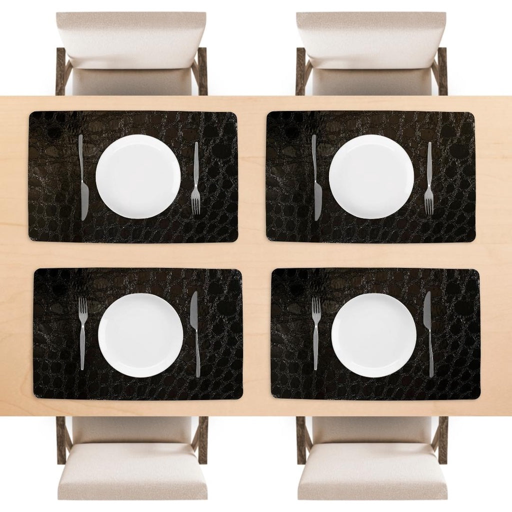 Jogo Americano Impermeável 4 Peças em Corino Limpa Fácil Preto