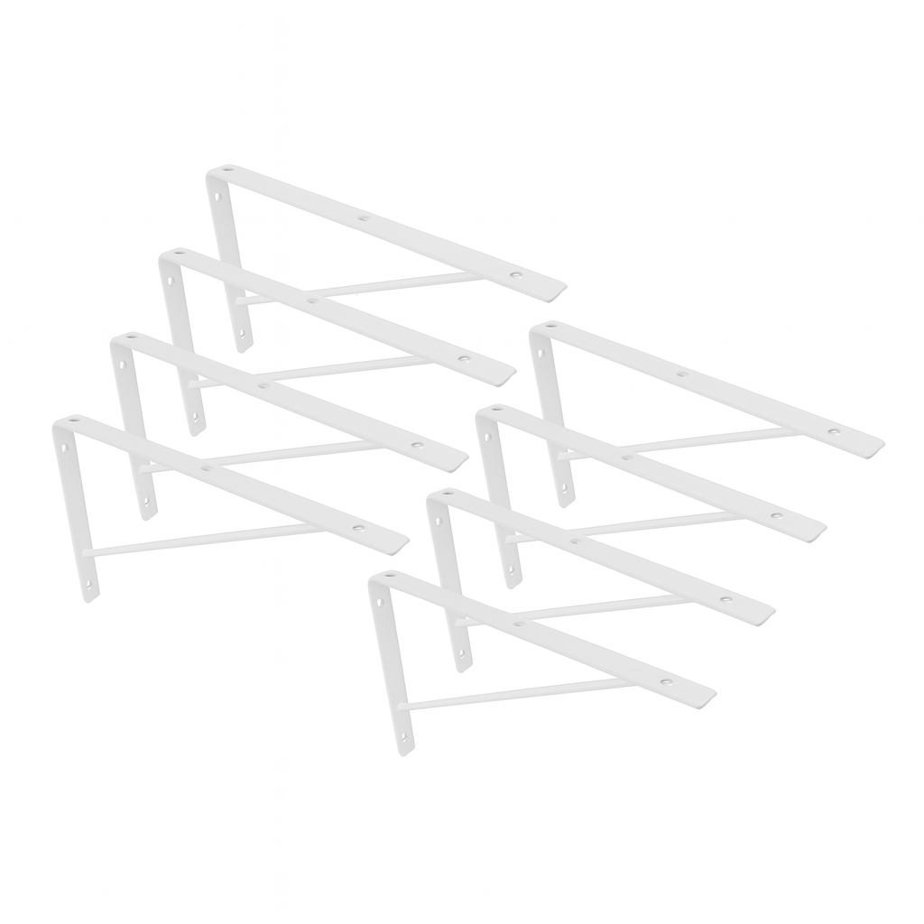 Mão Francesa Kit 8 Unidades 30 CM - Acompanha Buchas e Parafusos - Branco