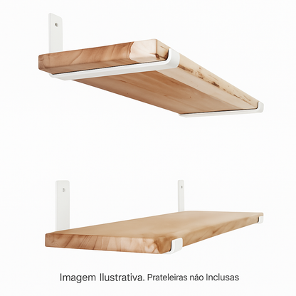 Mão Francesa Invertida Kit 8 Unid de 20 CM - Acompanha Buchas e Parafusos - Branco