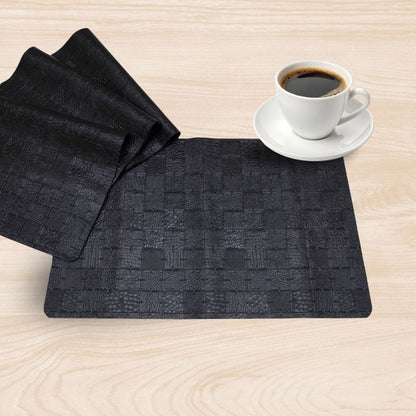 Jogo Americano Impermeável 4 Peças em Corino Limpa Fácil Preto