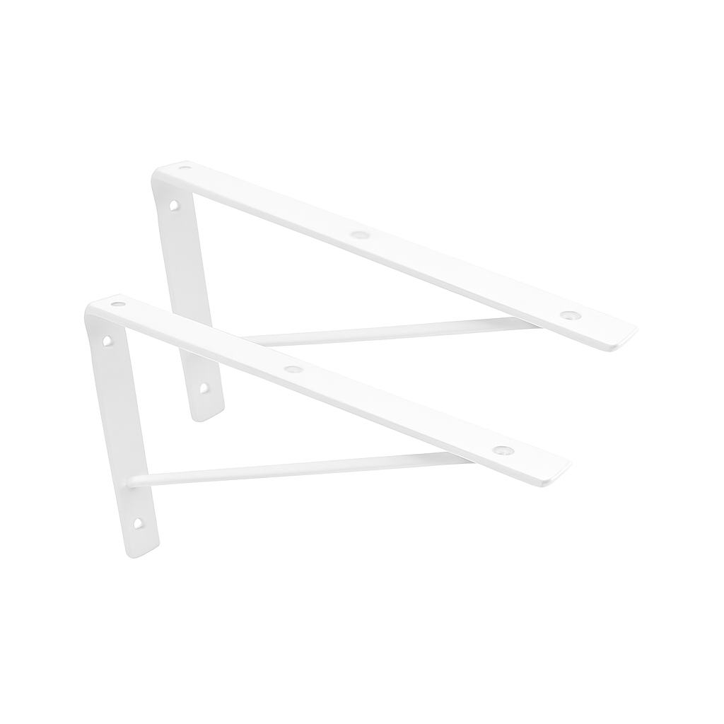 Mão Francesa Kit 2 Unidades 30 CM - Acompanha Buchas e Parafusos - Branco