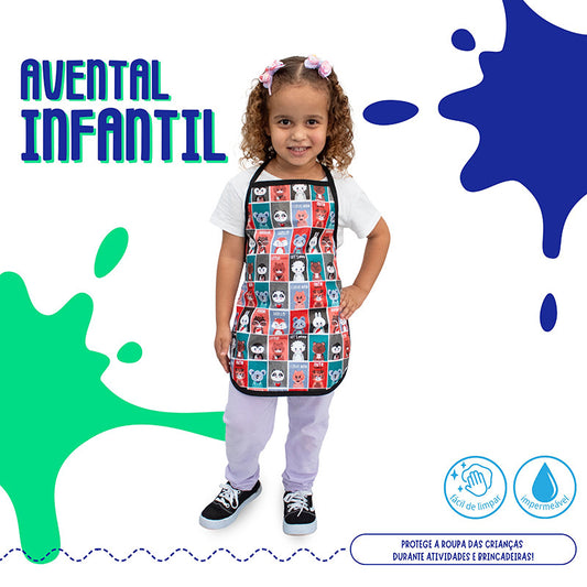 Avental infantil Impermeável Escolar para Pintura e Atividades