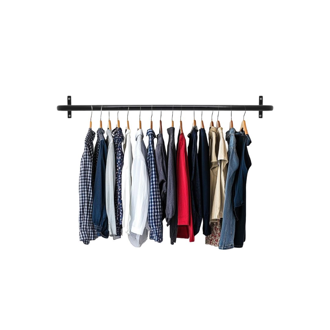 Arara de Parede para Closet ou Loja Kit 6un - 1,2m em Aço Carbono Reforçado