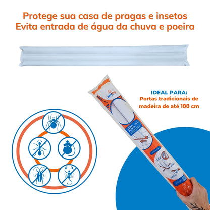 Protetor Rolinho Veda Porta Tradicional Impermeável Branco Ideal Portas Tradicional Madeira até 100cm