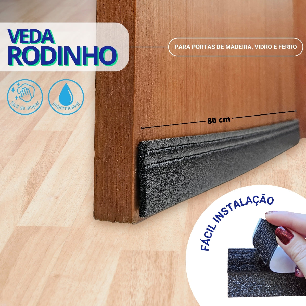 Protetor contra insetos veda porta rodinho adesivo 80 cm