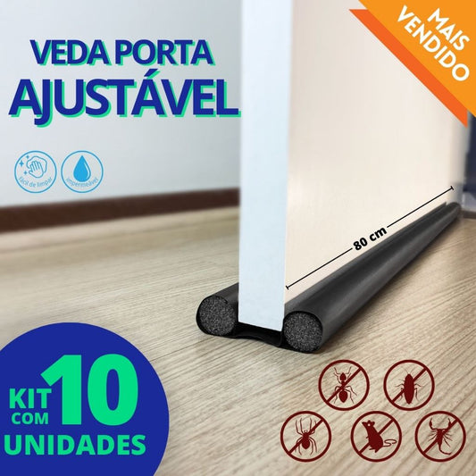 Kit 10 unidades Veda Porta Protetor Impermeável 80cm - PRETO