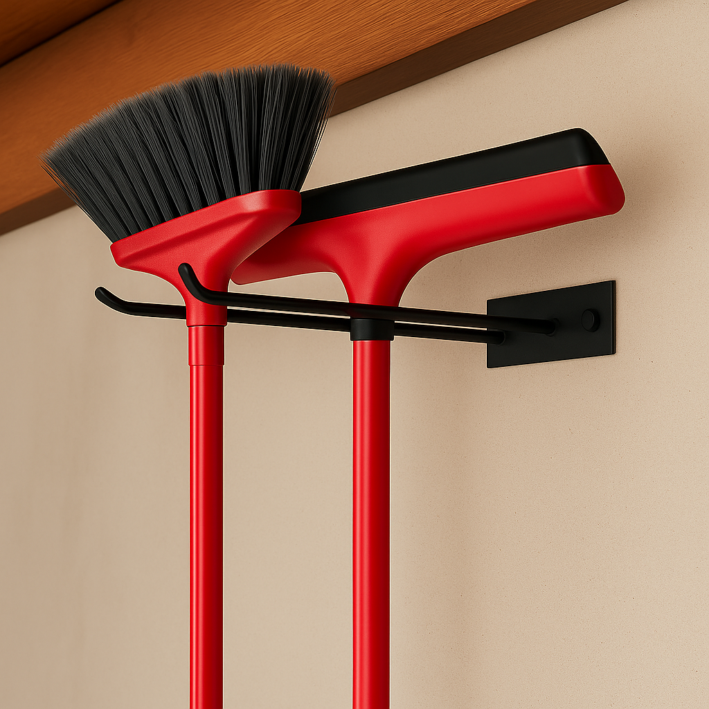 Suporte duplo de Vassoura | Rodinho de parede de ferro