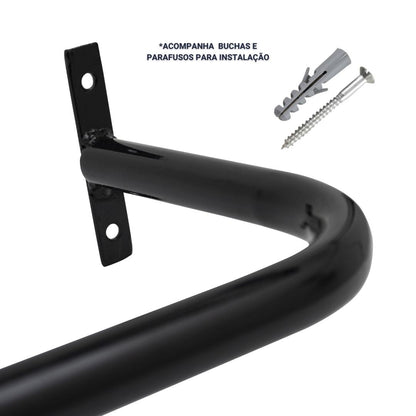 Arara de Parede para Closet ou Loja Kit 6un - 1,2m em Aço Carbono Reforçado