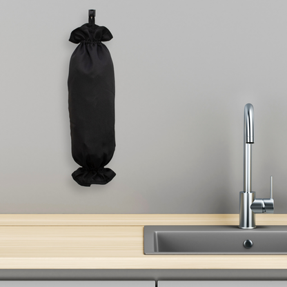 Puxa Saco Cozinha Lavanderia Tecido Oxford Dispenser Organizador de Sacolas Preto