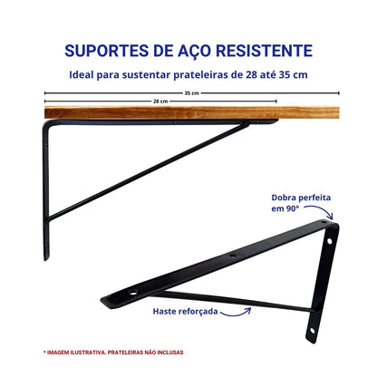 Mão Francesa Kit 8 Unidades 30 CM - Acompanha Buchas e Parafusos