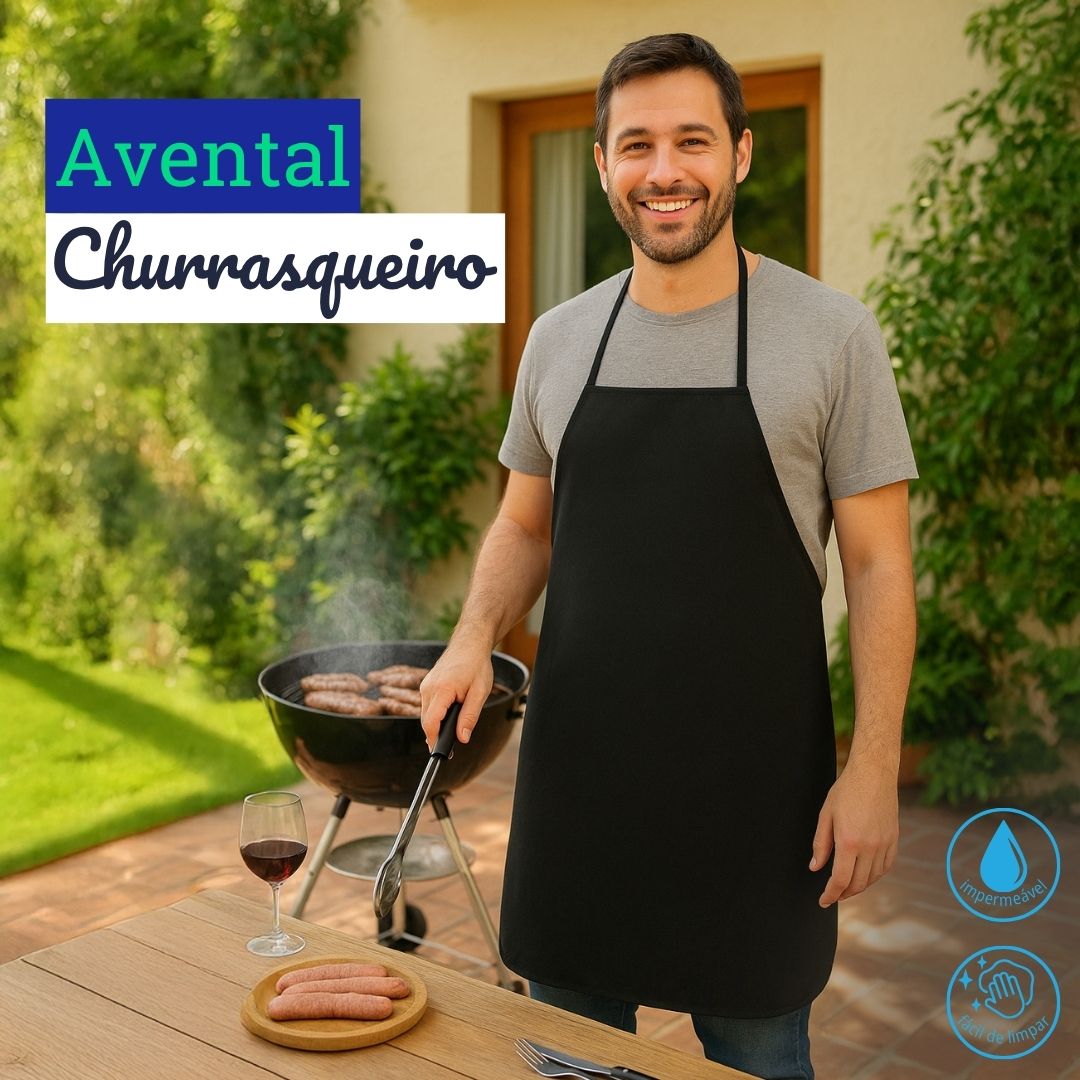 Avental Churrasqueiro Impermeável Preto