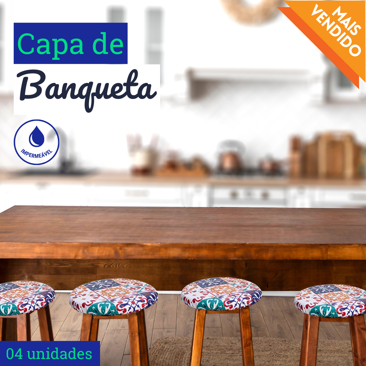 Kit C/ 4 Capas De Banqueta/banco Impermeável C/ Elástico