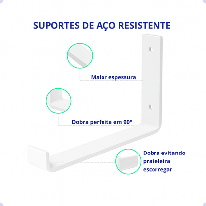 Mão Francesa Invertida Kit 2 Unid de 20 CM - Acompanha Buchas e Parafusos - Branco