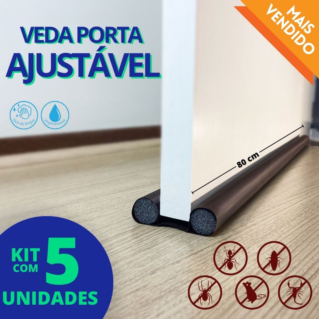 Kit 5 unidades Veda Porta Protetor Impermeável 80cm - MARROM