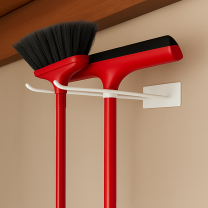 Kit 02 Suporte de Vassoura|Rodinho de parede de ferro-Branco