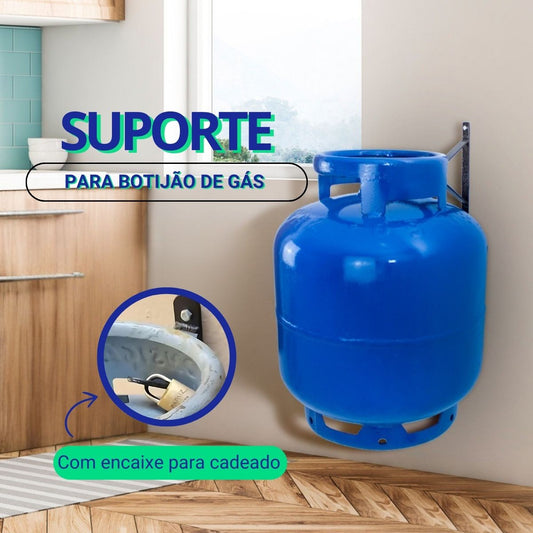 Suporte Para Botijão de Gás Parede Com Trava AntiFurto Roubo C/ Buchas e Parafusos