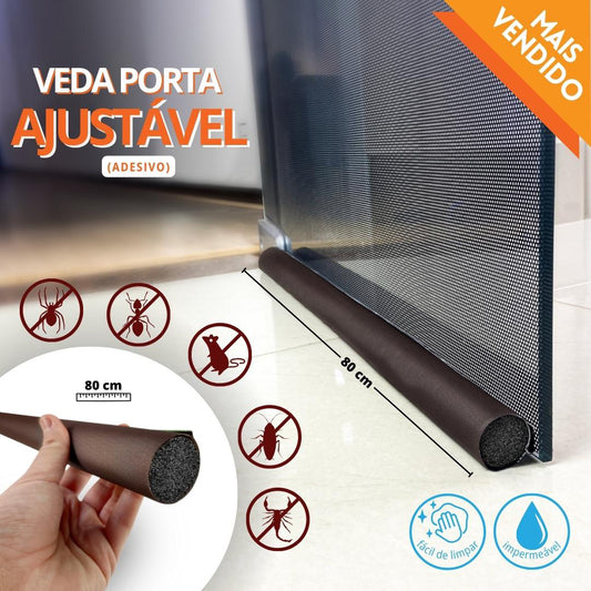 Veda Porta Adesivo Impermeável Ajustável 130 cm Marrom