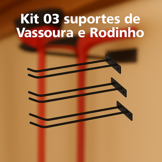 Ki 03 Suporte duplo de Vassoura|Rodinho de parede de ferro