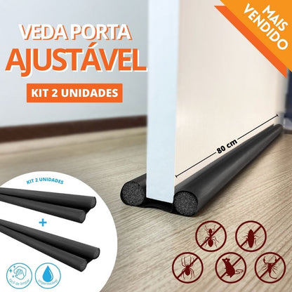 Kit 2 Unidades Veda Porta Protetor Rolinho Impermeável Ajustável  80 cm