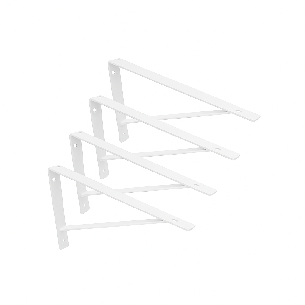 Mão Francesa Kit 4 Unidades 30 CM - Acompanha Buchas e Parafusos - Branco