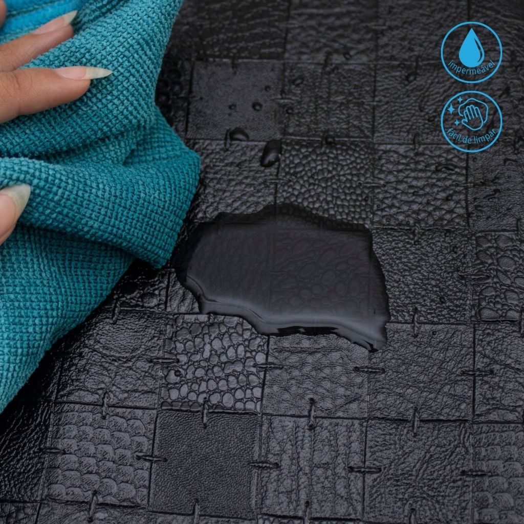 Jogo Americano Impermeável 4 Peças em Corino Limpa Fácil Preto