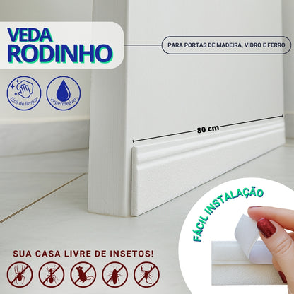 Protetor contra insetos veda porta rodinho adesivo 80 cm - Branco