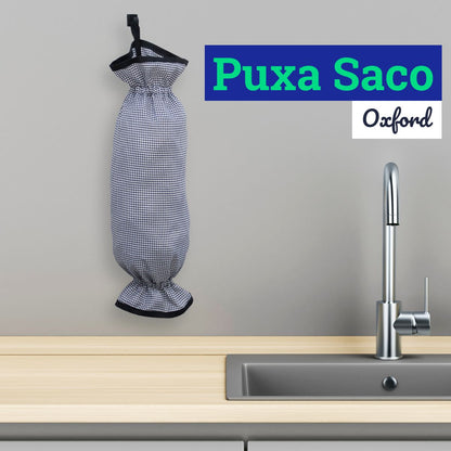 Puxa Saco Cozinha Lavanderia Tecido Oxford Dispenser Organizador de Sacolas Xadrez